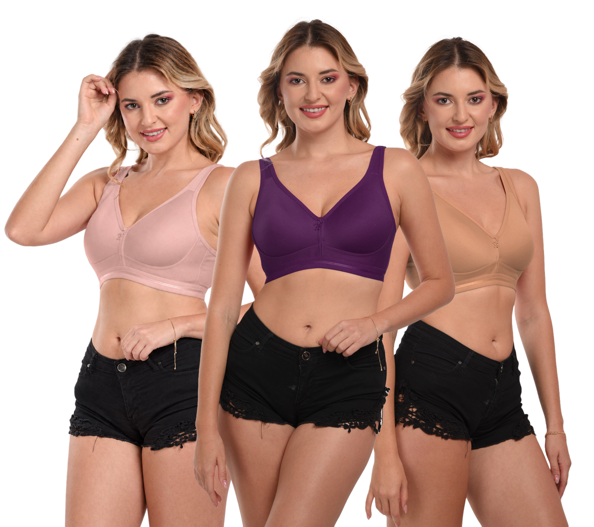French Beauty Camellia D Cup Full Support Cotton Bra