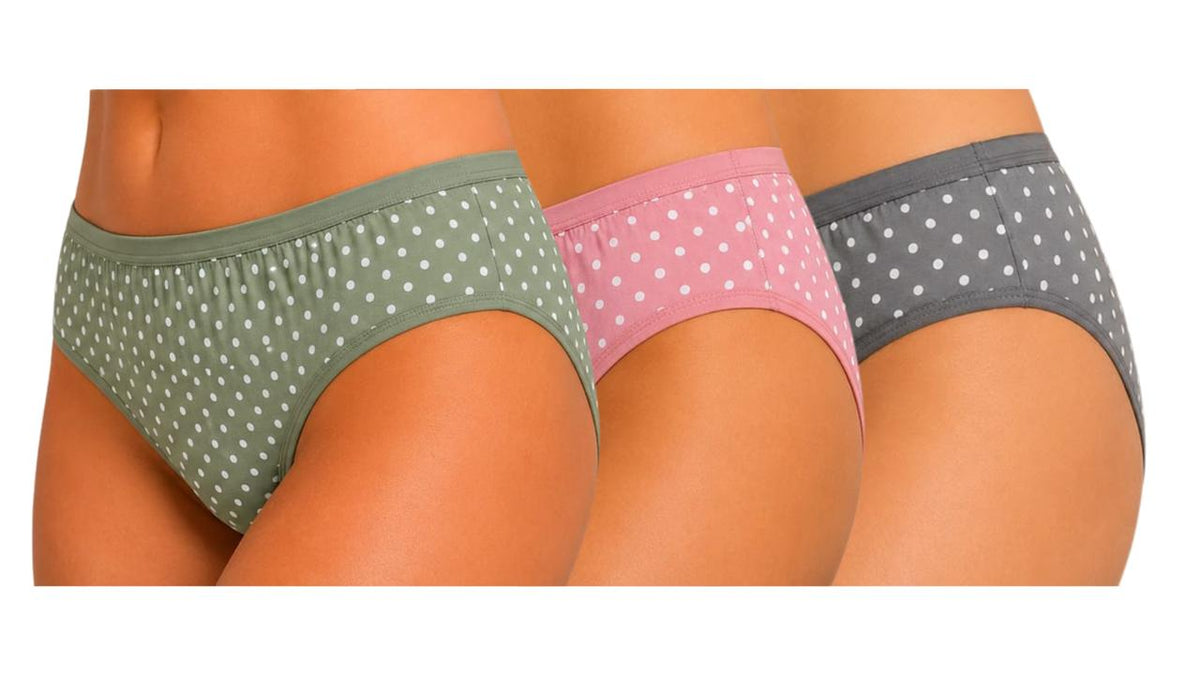 French Beauty Dew Drops Polka Print Mid Rise Cotton Panty