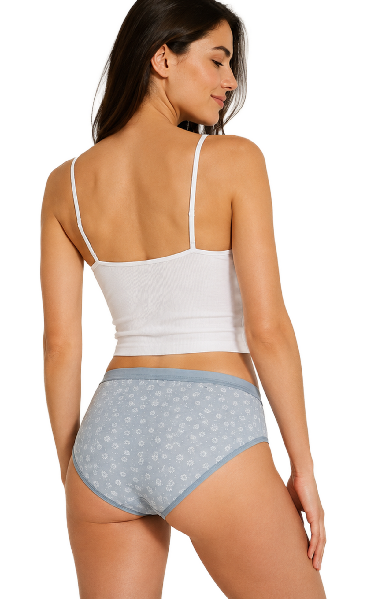 French Beauty Daisy Floral Print Mid Rise Cotton Panty