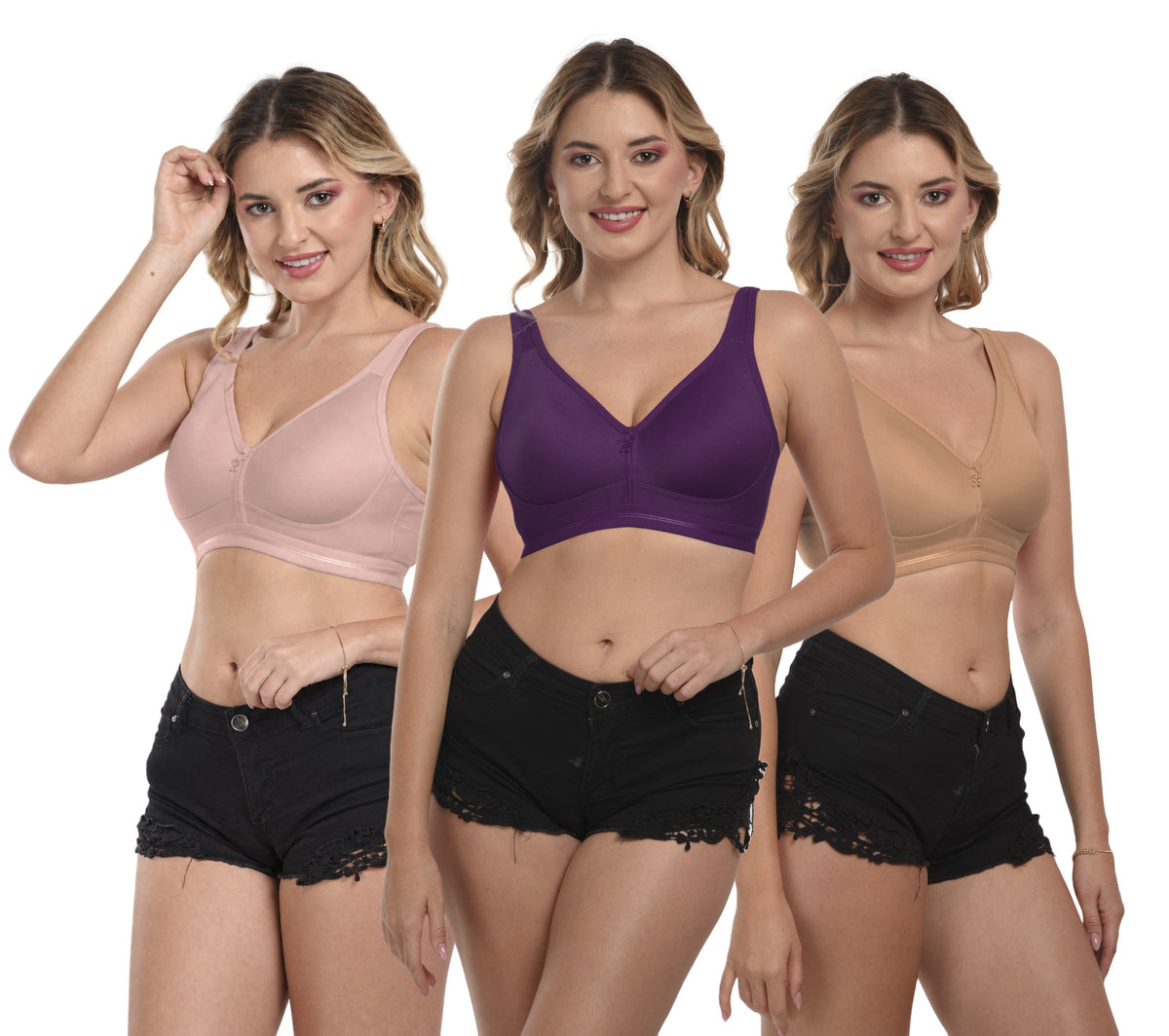 French Beauty Camellia D Cup Full Support Cotton Bra