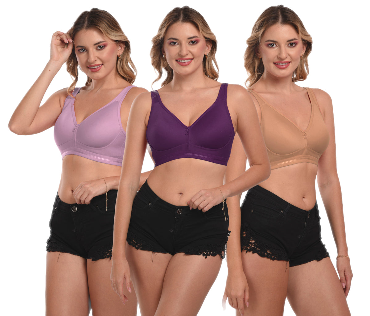 French Beauty Camellia D Cup Full Support Cotton Bra