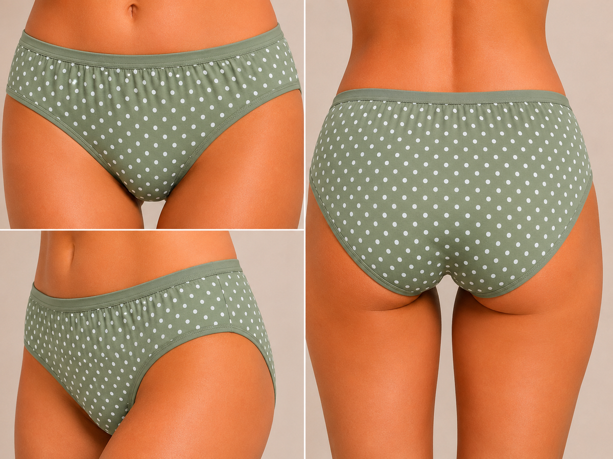 French Beauty Dew Drops Polka Print Mid Rise Cotton Panty
