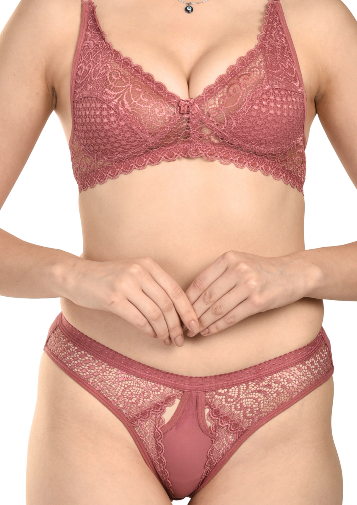French Beauty Passione Plunge Lace Bra & Brief Lingerie Set