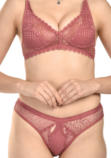 French Beauty Passione Plunge Lace Bra & Brief Lingerie Set