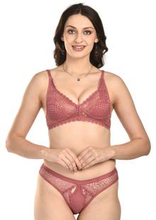French Beauty Passione Plunge Lace Bra & Brief Lingerie Set