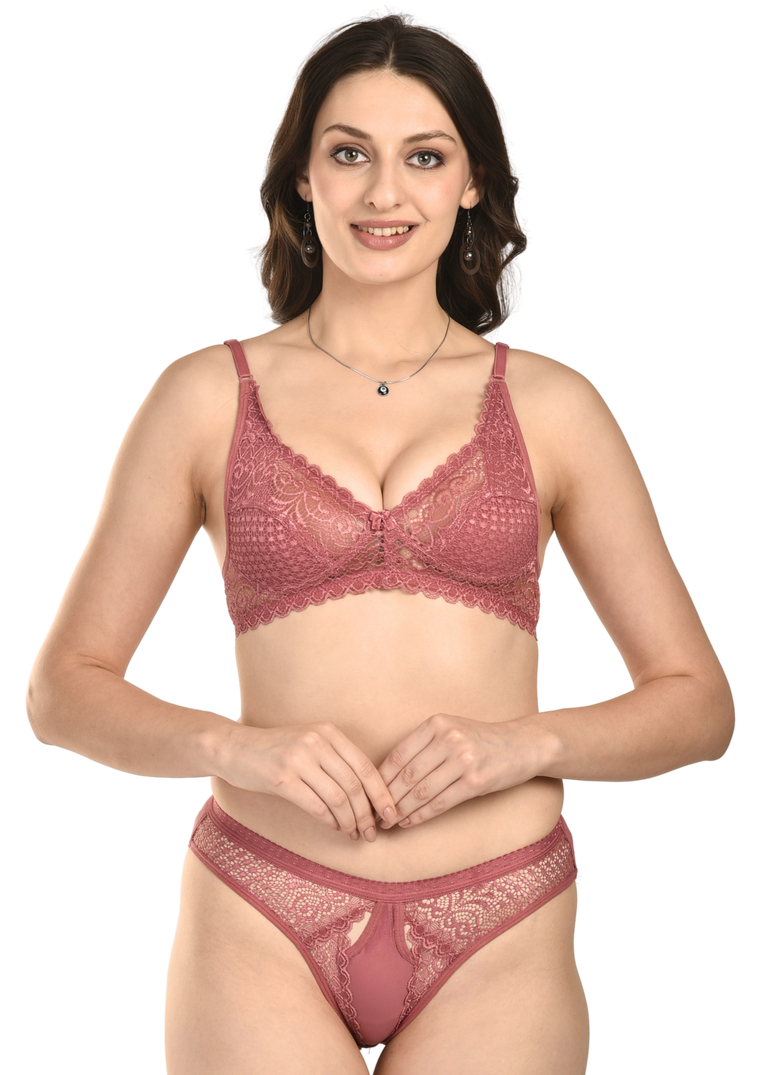 French Beauty Passione Plunge Lace Bra & Brief Lingerie Set