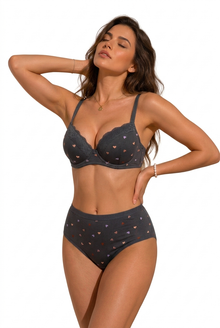 French Beauty Little Hearts Mid Rise Printed Cotton Panty