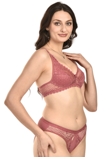 French Beauty Passione Plunge Lace Bra & Brief Lingerie Set