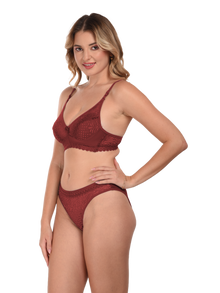 French Beauty Supreme 3-Piece Cup Lace Bra & Panty Set